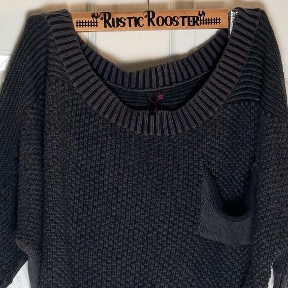 Womens Material Girl Cropped Slouch Scoop Neck Boho 90s like Gray Sweater Large - Picture 9 of 10